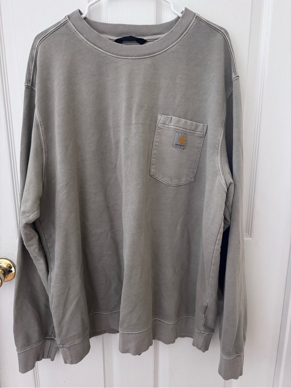 Carhartt Men's Khaki Crewneck Pocket Sweatshirt-Size 2XL